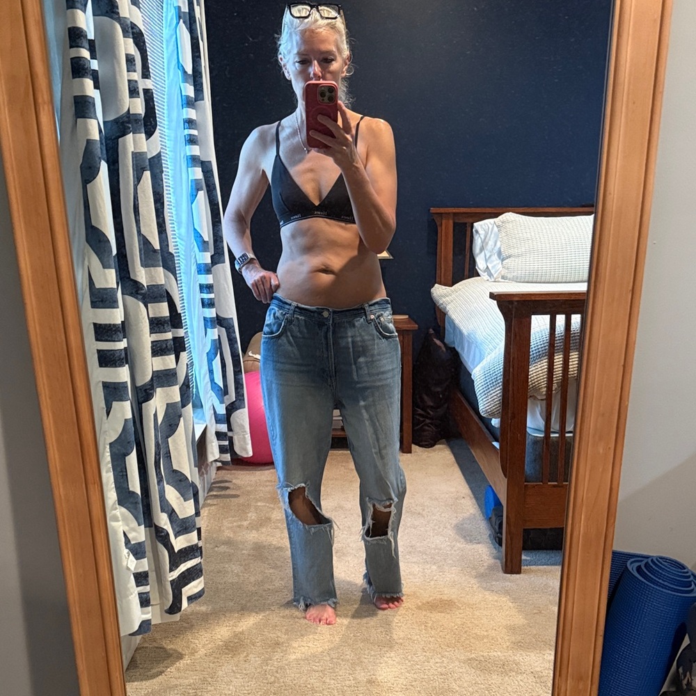 Free People Light Blue Distressed Boyfriend Jeans